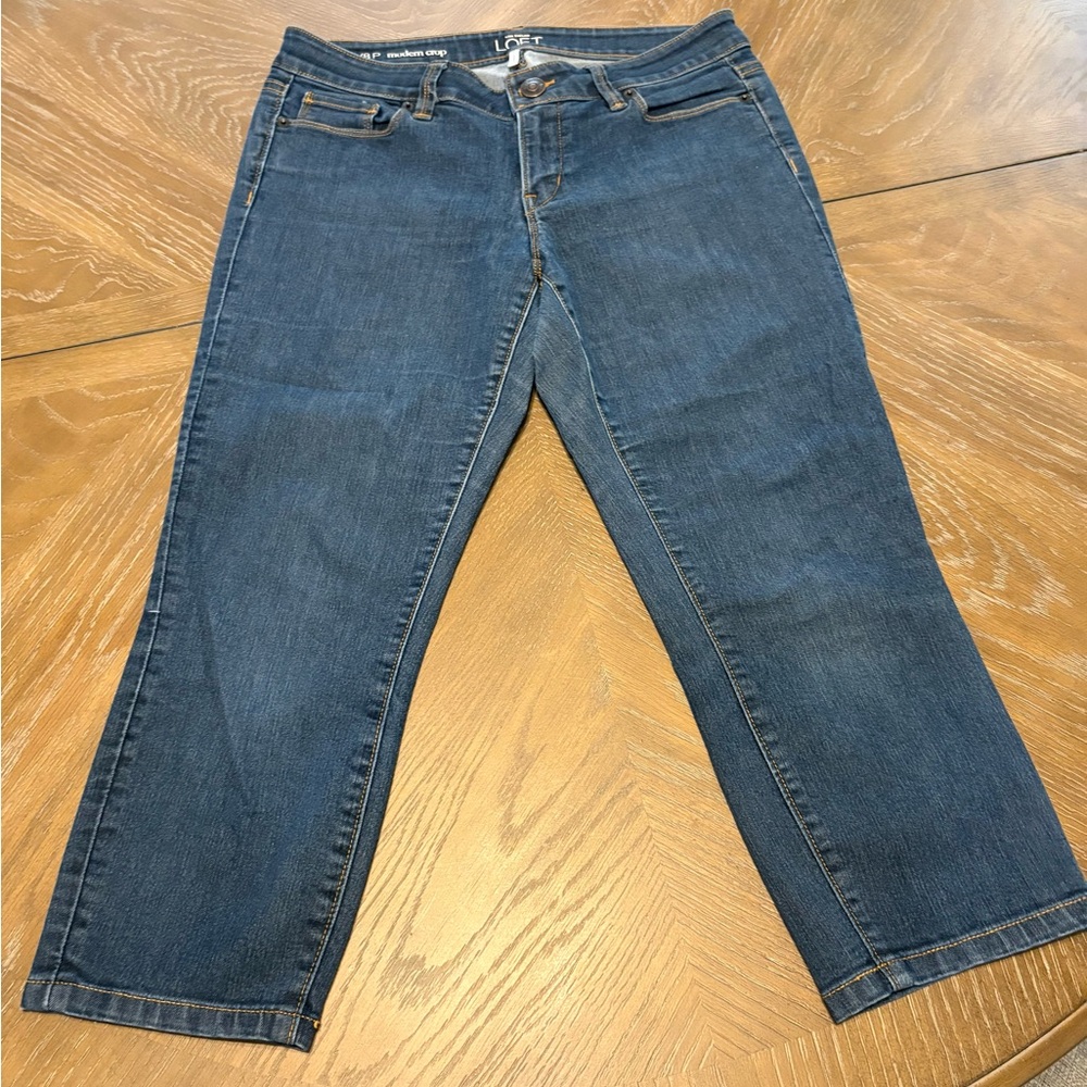 LOFT Modern Crop Jeans in Dark Blue Denim